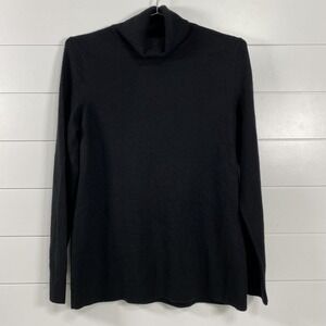 Talbots Sweater Womens Large Black 100% Cashmere Mock Neck Pullover Long Sleeve